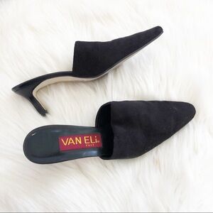 Vaneli Black Pointed Toe Heeled Mules Size 7